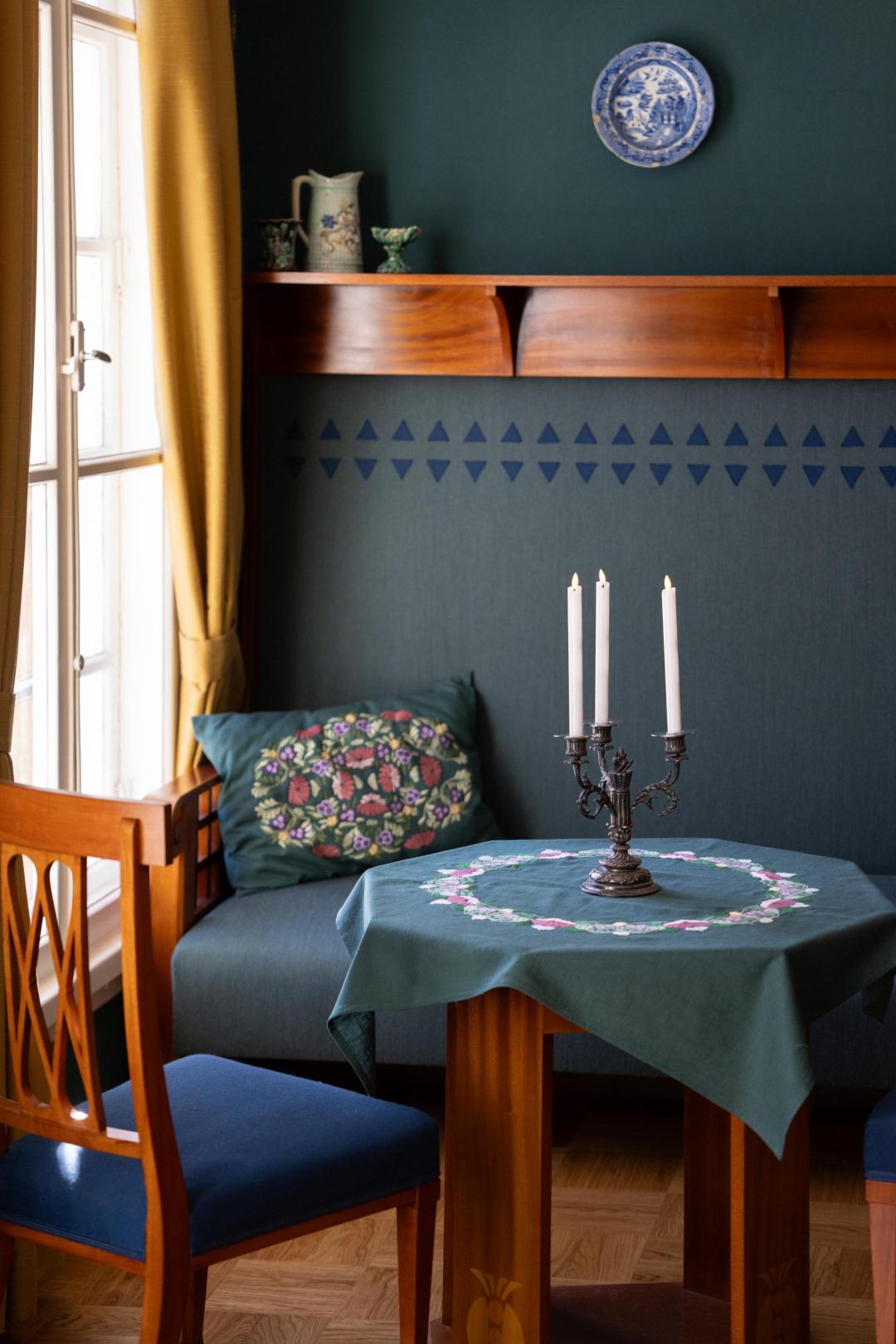 A candelabrum on the table.